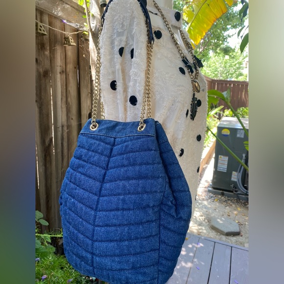 Talbots Denim quilted shoulder bag with chain